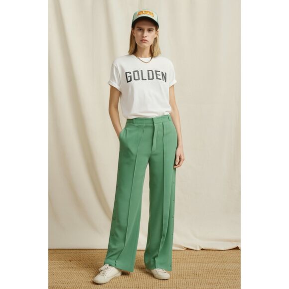 GOLDEN GOOSE Deluxe Brand Green Wide Leg Pants Trousers Women's Size 24 - Picture 1 of 10